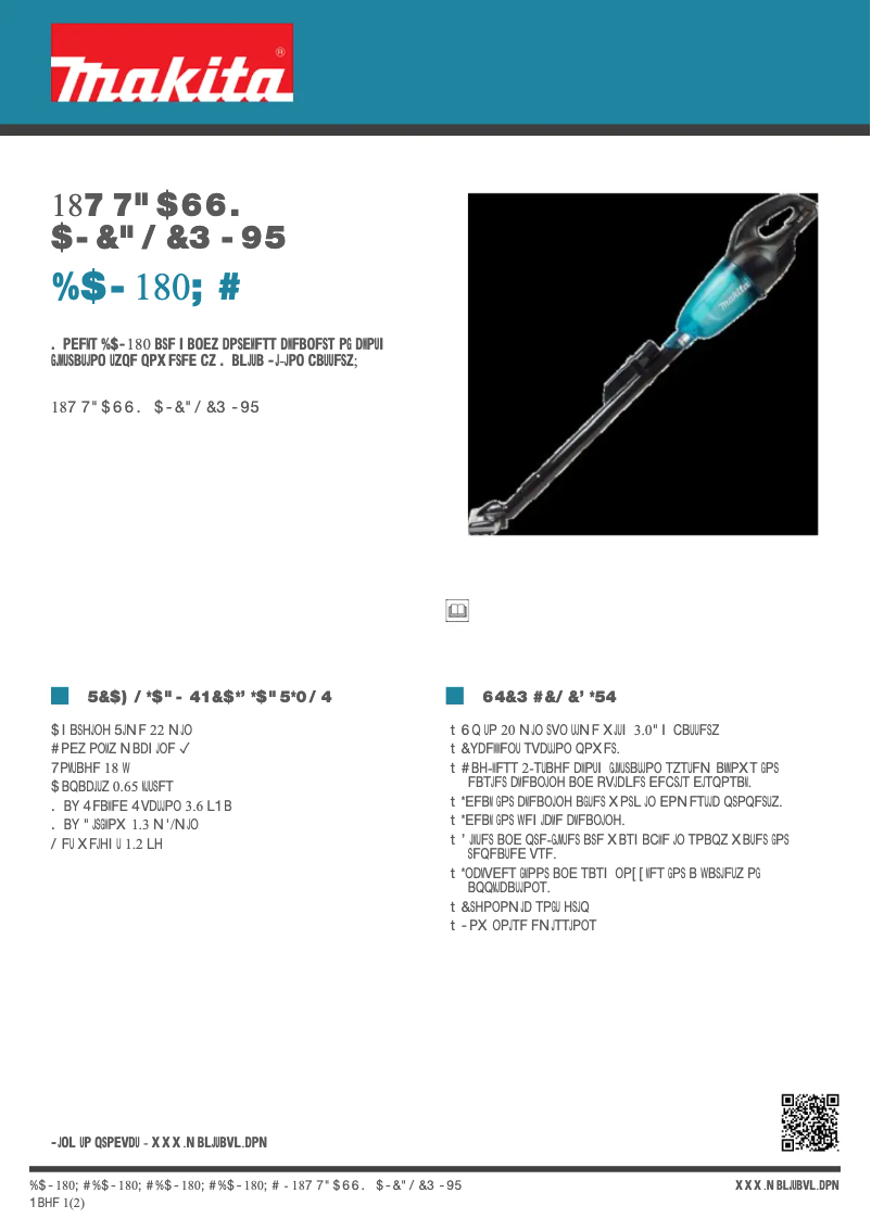 Page 1 de la notice Fiche technique Makita DCL180ZB