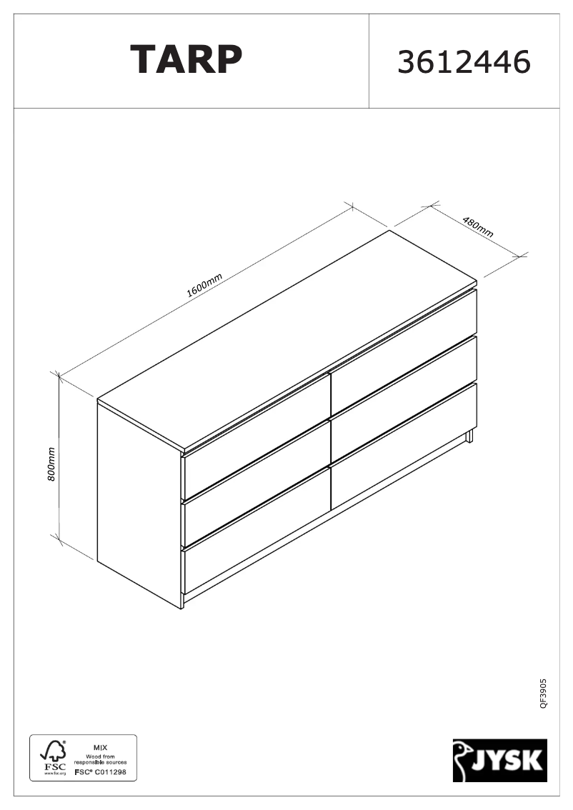 Page 1 de la notice Manuel utilisateur JYSK Tarp (160x78x48)
