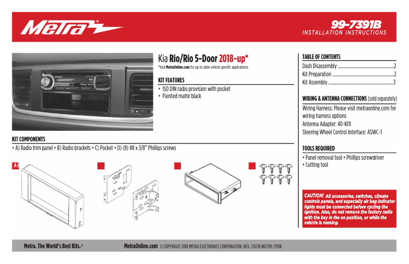 Page n°1 - Manuel utilisateur Metra 99-7391B