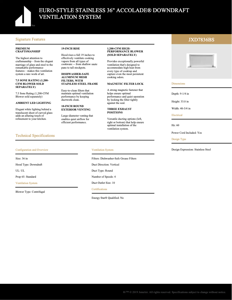 Image de la première page du manuel de l'appareil JXD7836BS