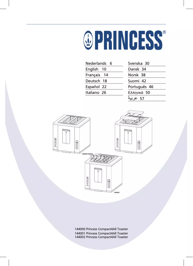Page n°1 - Manuel utilisateur Princess Compact-4-All Toaster 144000