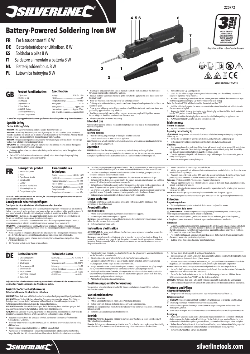Page n°1 - Manuel utilisateur Silverline 220772