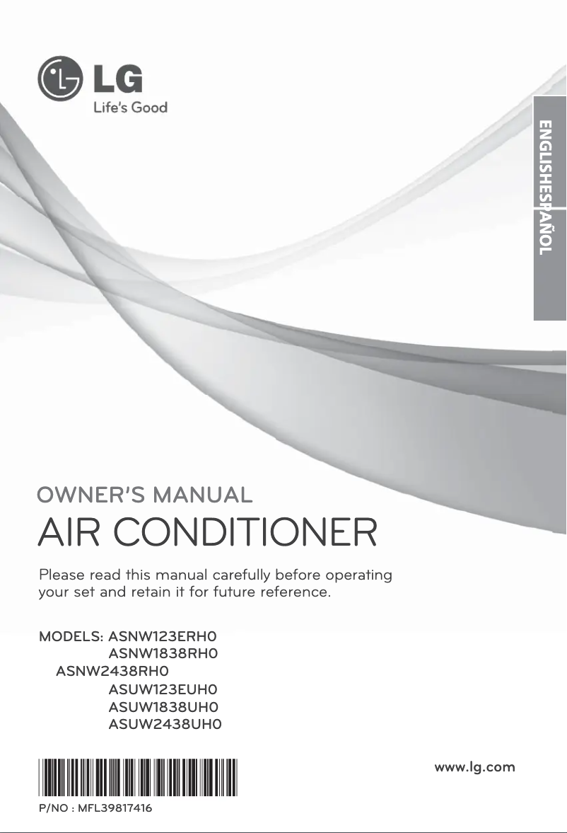 Page 1 de la notice Manuel utilisateur LG ASNW2438RH0