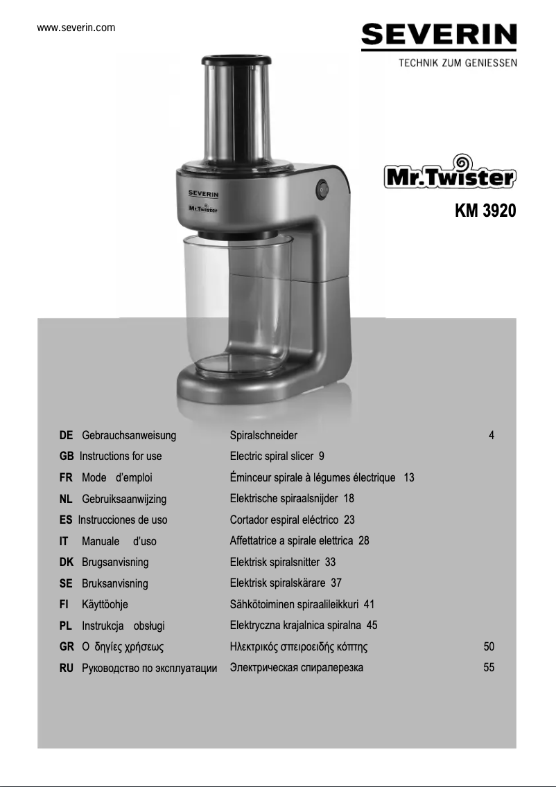 Imagen de la primera página del manual del dispositivo Mr. Twister