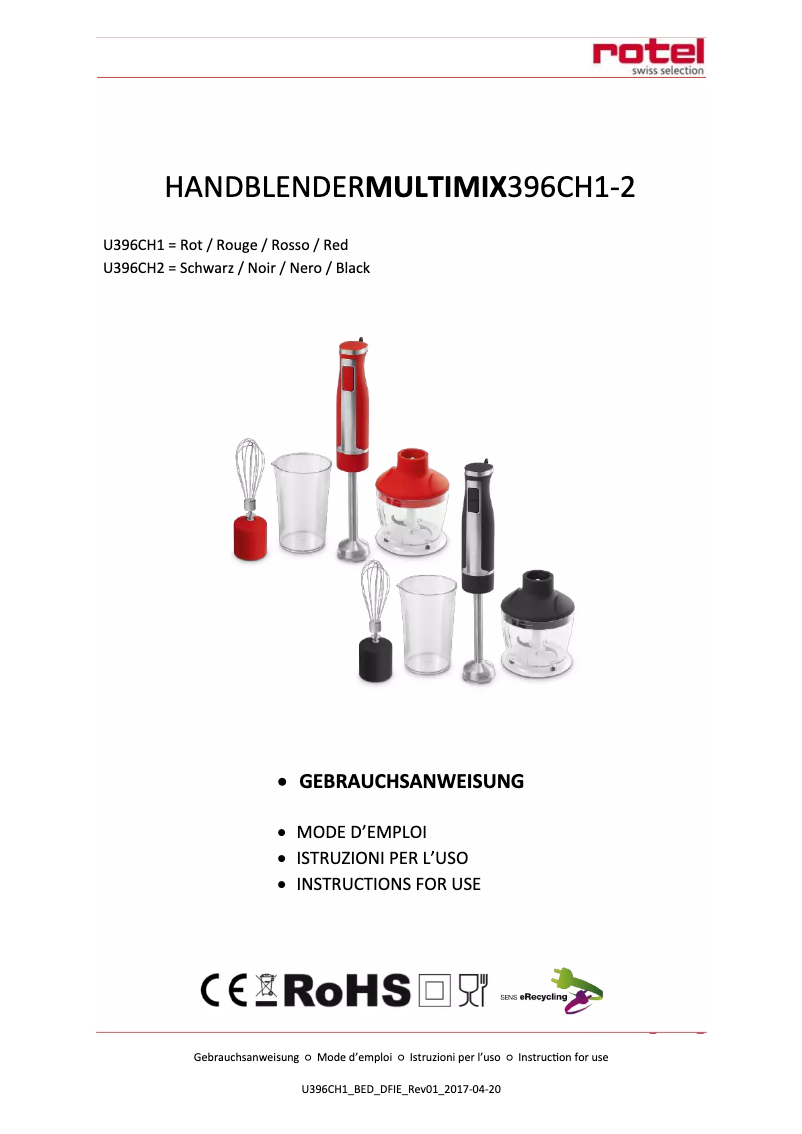 Image de la première page du manuel de l'appareil U396CH2