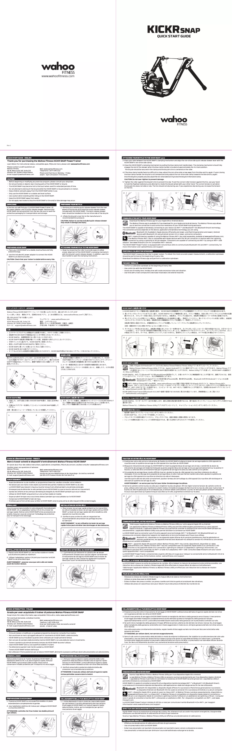 Image de la première page du manuel de l'appareil Kickr Snap