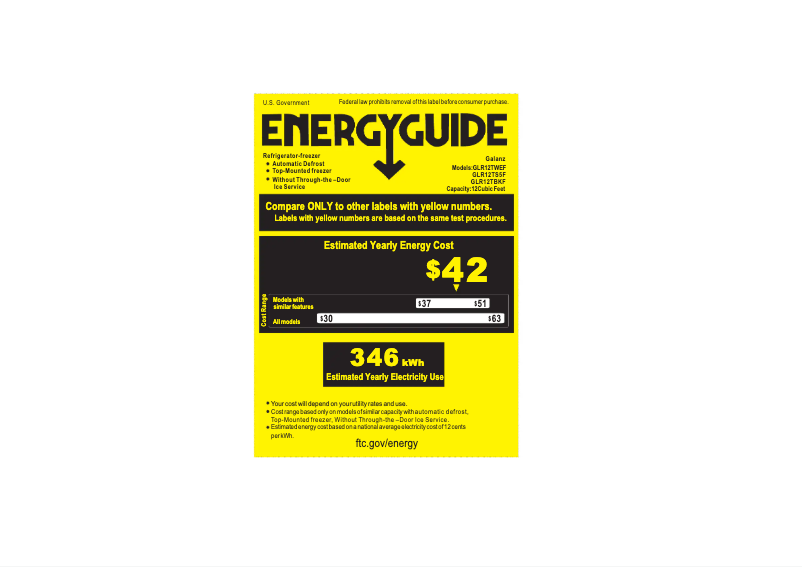 Página 1 del manual Etiqueta energética Galanz GLR12TBKF