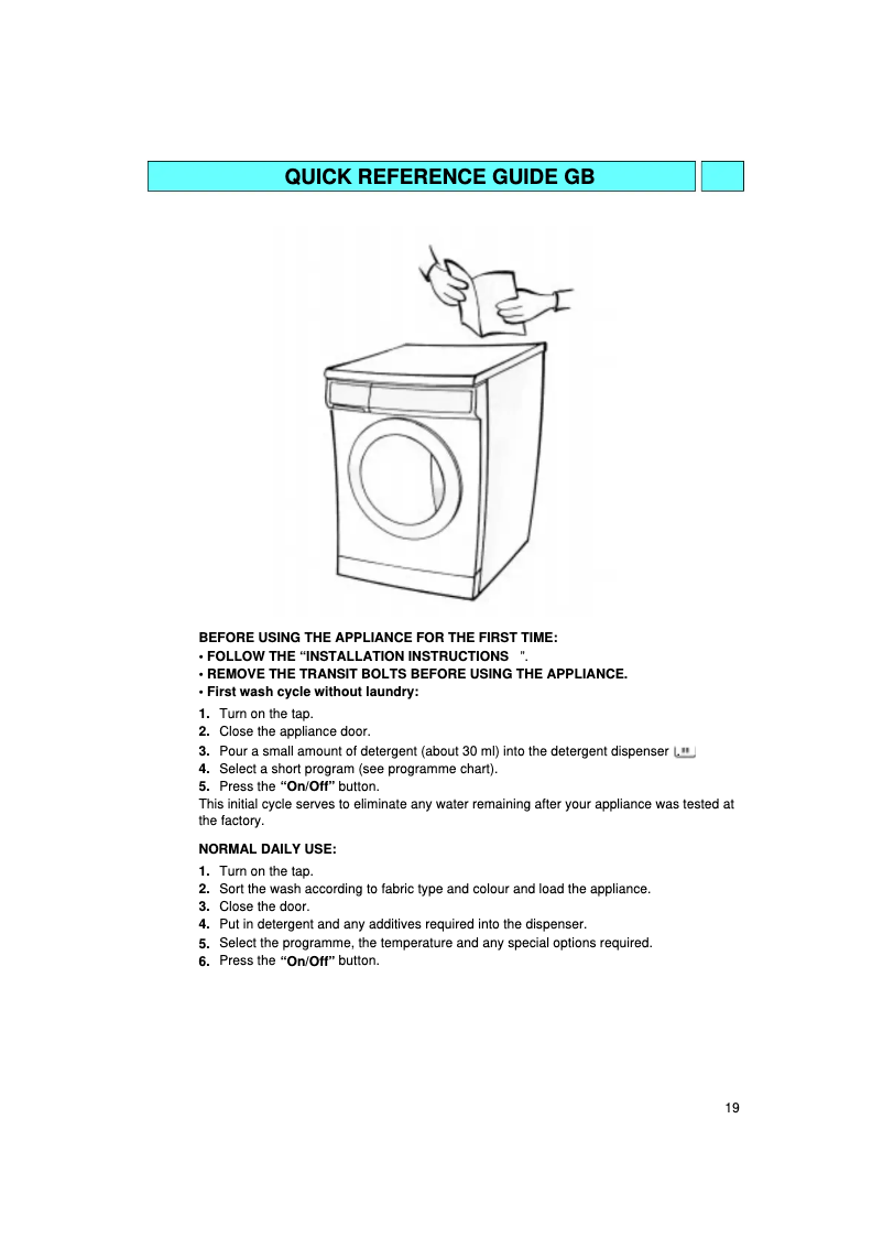 Page 1 de la notice Manuel utilisateur Bauknecht WA 1402