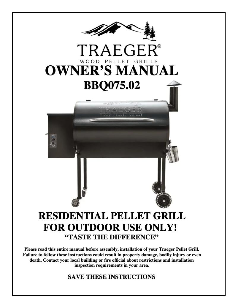 Page 1 de la notice Manuel utilisateur Traeger Texas BBQ075.02