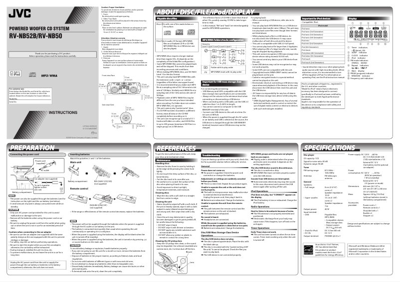 Page n°1 - Manuel utilisateur JVC RV-NB50