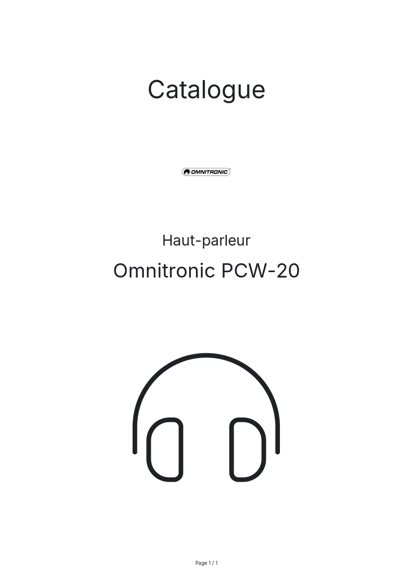 Page n°1 - Catalogue Omnitronic PCW-20