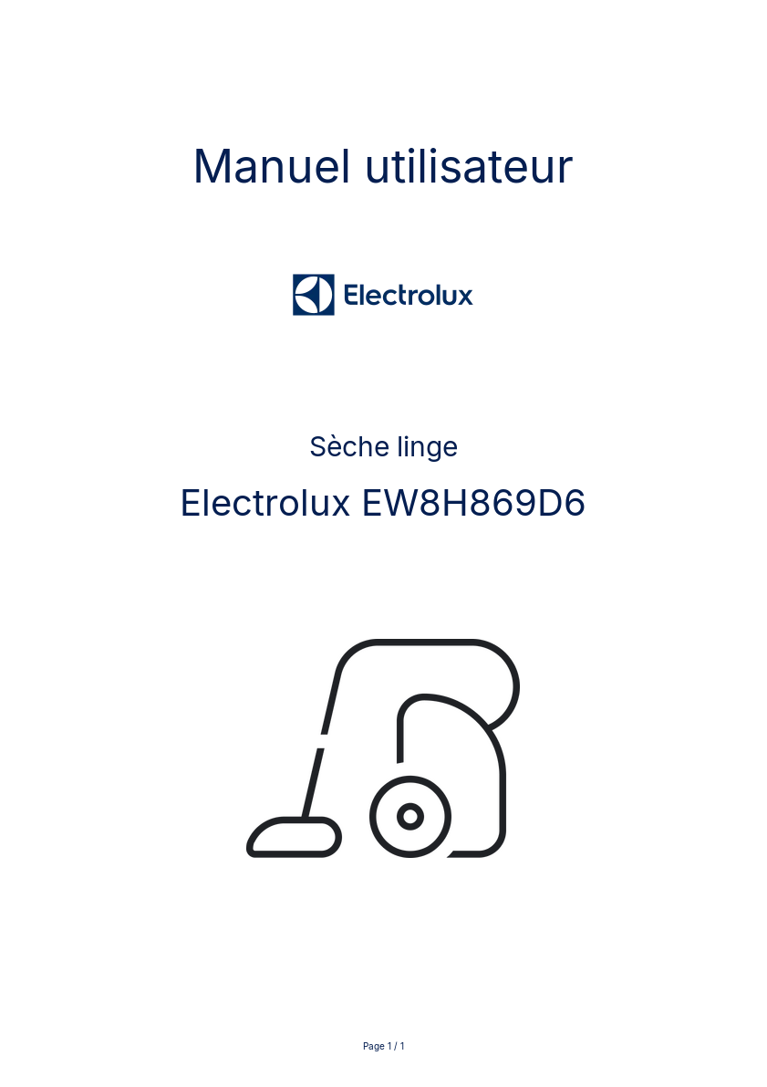 Page n°1 - Manuel utilisateur Electrolux EW8H869D6