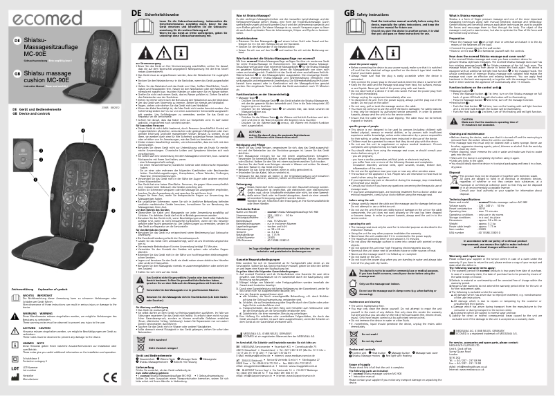 Image de la première page du manuel de l'appareil MC-90E