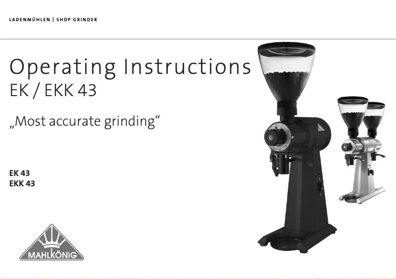 Page 1 de la notice Manuel utilisateur Mahlkönig EKK43