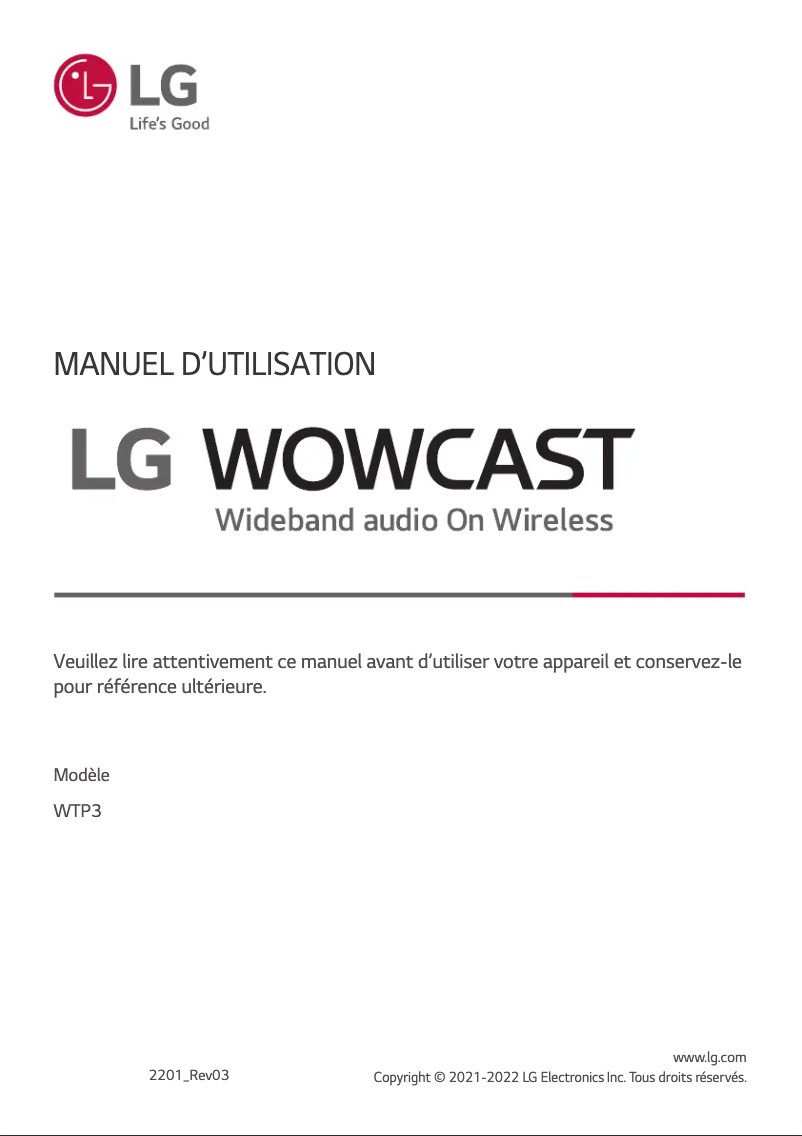 Página 1 del manual Manual de usuario LG WOWCAST WTP3
