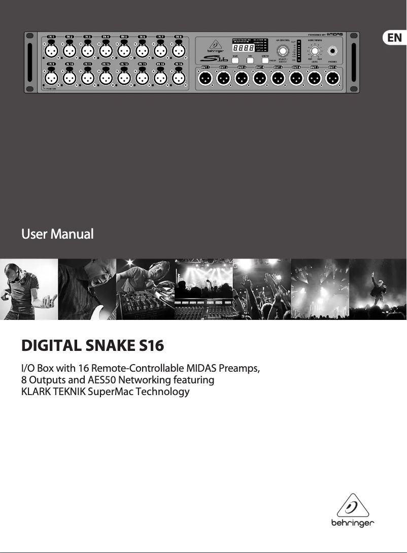 Page n°1 - Manuel utilisateur Behringer Digital Snake S16