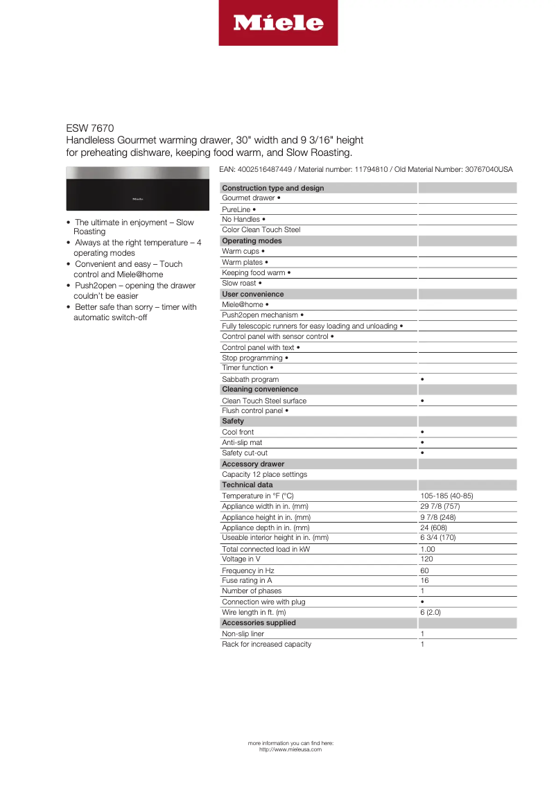 Image de la première page du manuel de l'appareil ESW 7670