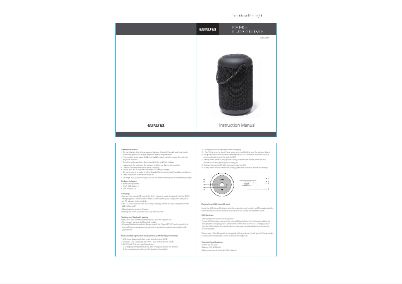 First page image of the manual for ABT-307B