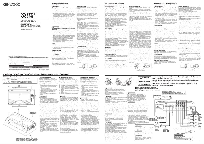 Page 1 de la notice Manuel utilisateur Kenwood KAC-7405