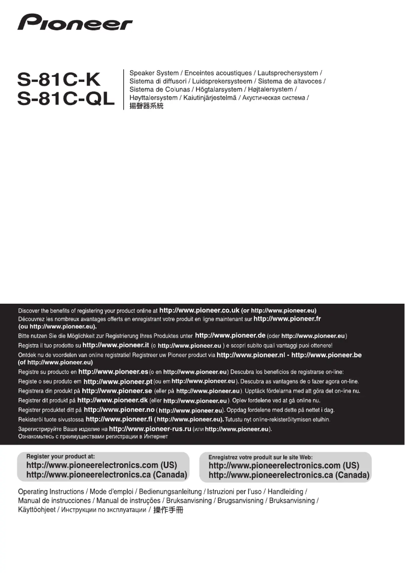 Page n°1 - Manuel utilisateur Pioneer S-81C-QL