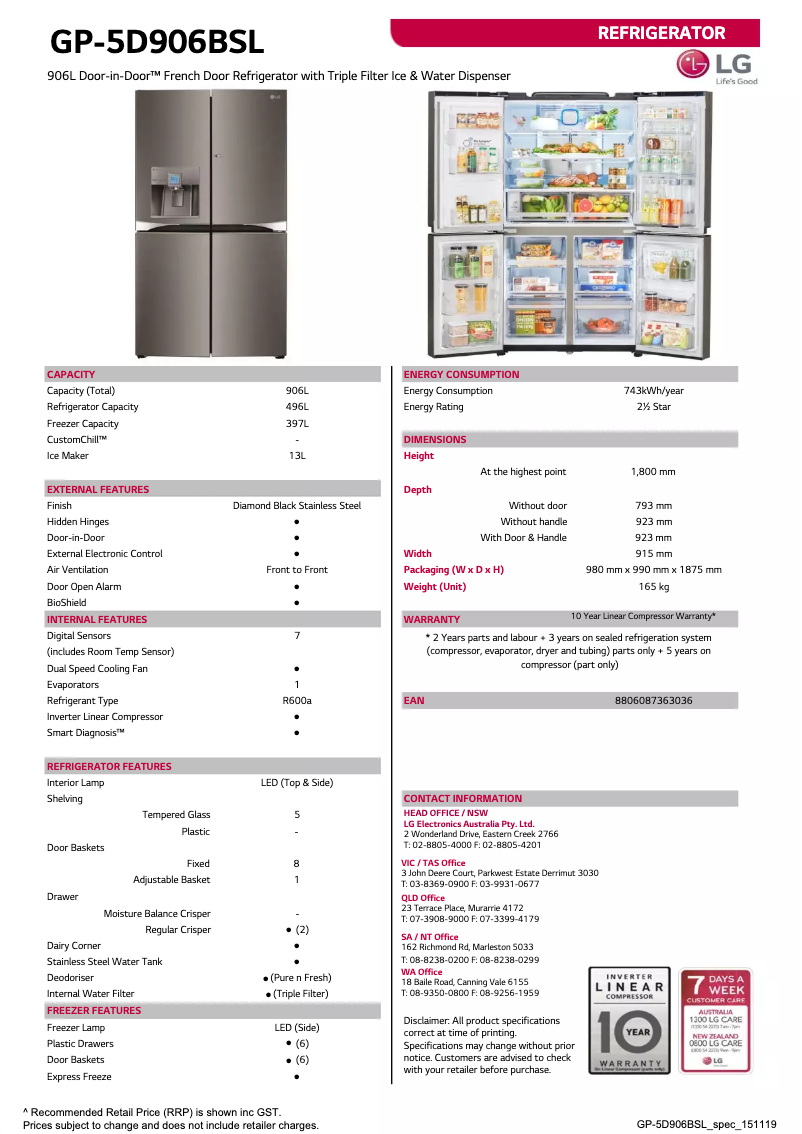 Image de la première page du manuel de l'appareil GP-5D906BSL