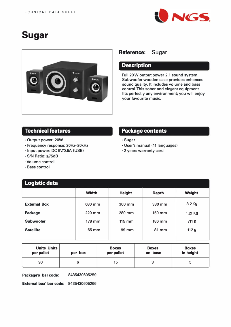 Image de la première page du manuel de l'appareil Sugar