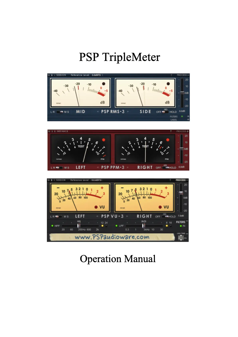 Page 1 de la notice Manuel utilisateur PSP Audioware TripleMeter