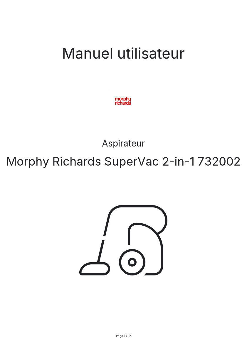 Image de la première page du manuel de l'appareil SuperVac 2-in-1 732002