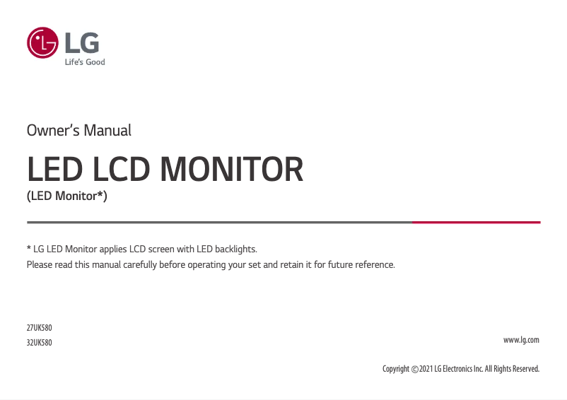 Page 1 de la notice Manuel utilisateur LG Ergo 32UK580