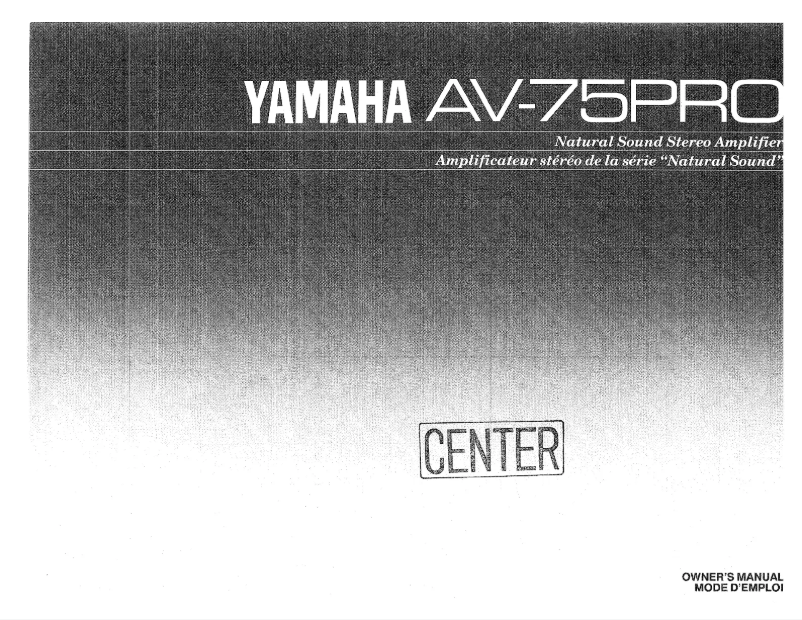 Page n°1 - Manuel utilisateur Yamaha AV-75PRO