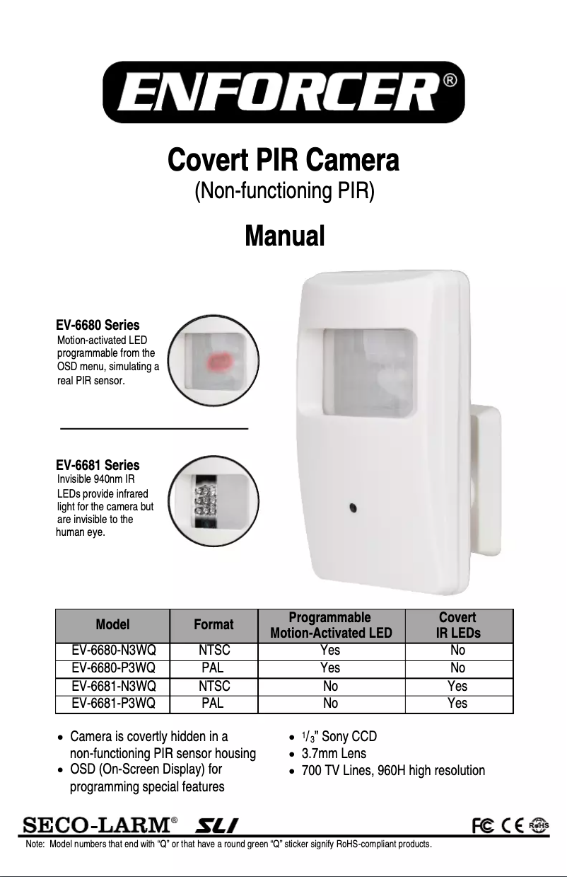 Page 1 de la notice Manuel utilisateur Enforcer EV-6681-N3WQ