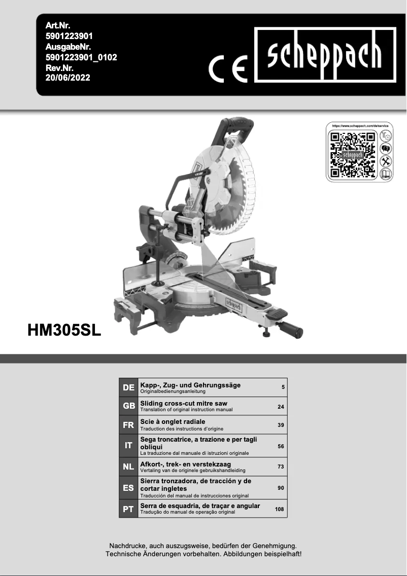 Image de la première page du manuel de l'appareil HM305SL