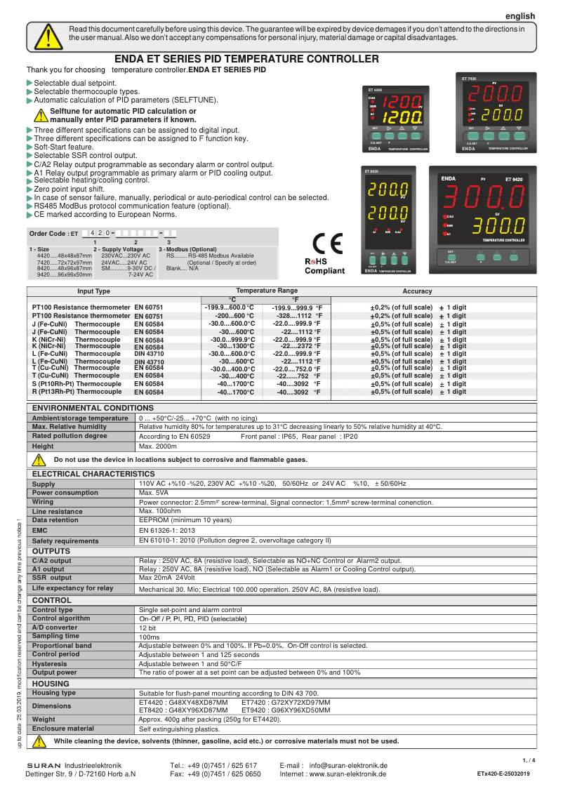Image de la première page du manuel de l'appareil ET4420