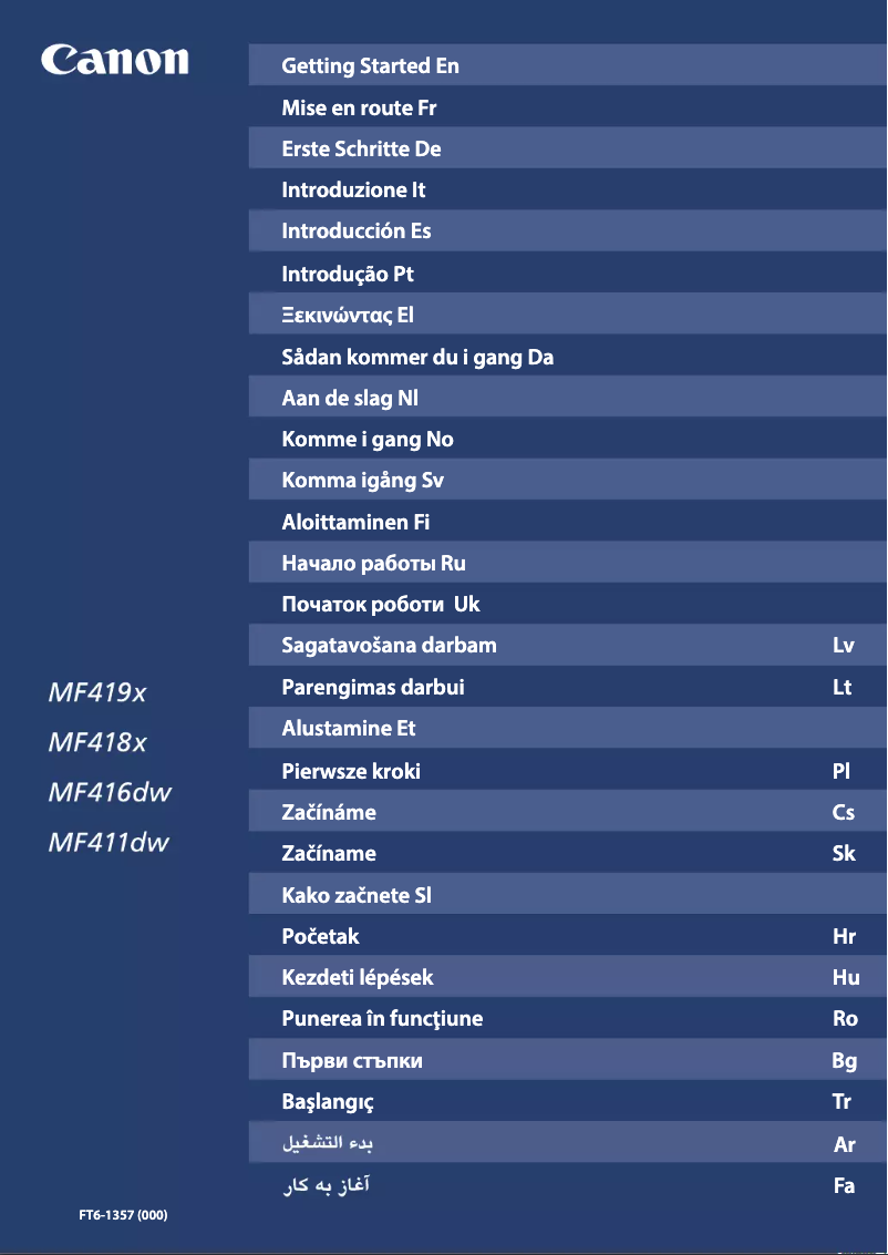 Image de la première page du manuel de l'appareil i-SENSYS MF416dw