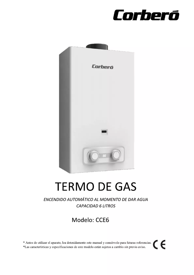 Page 1 de la notice Manuel utilisateur Corbero CCE6GN