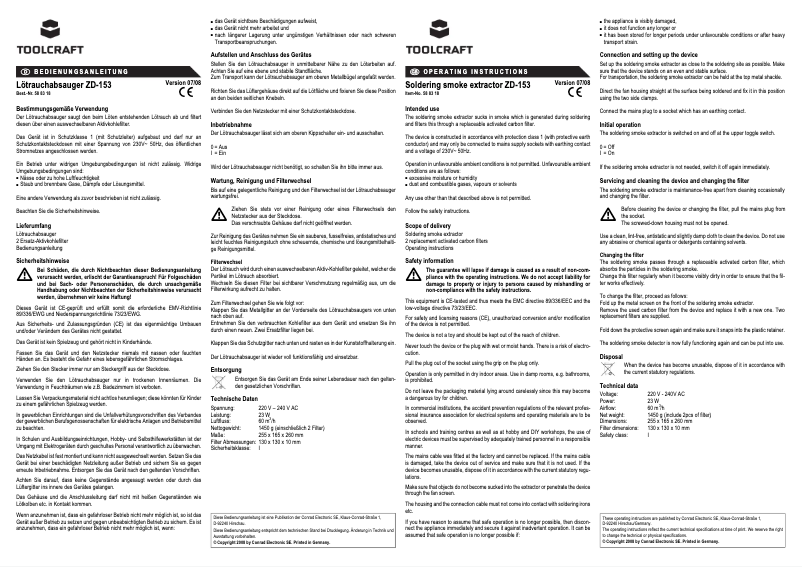 Page 1 de la notice Manuel utilisateur Toolcraft ZD-153