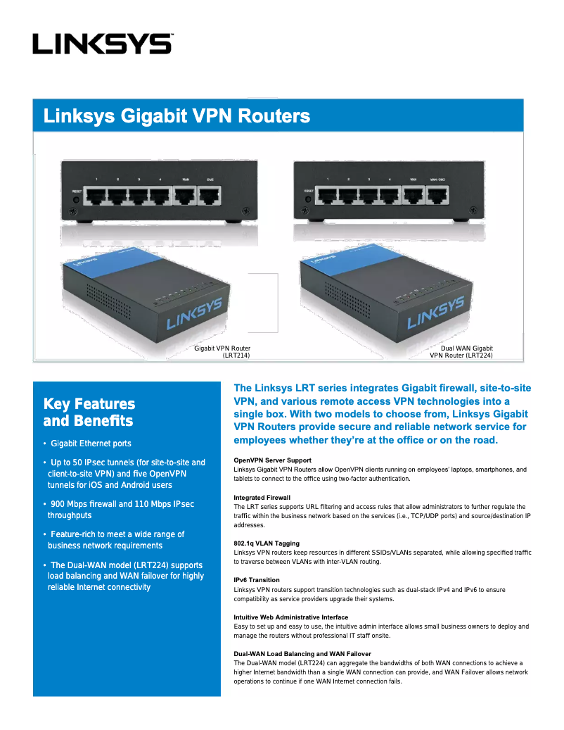 Page n°1 - Brochure Linksys LRT224