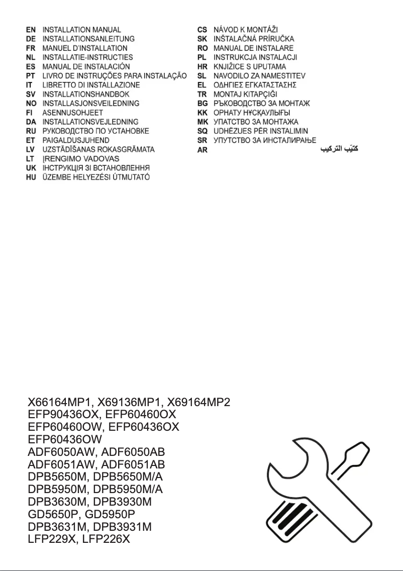 Page 1 de la notice Guide d'installation Electrolux EFP60436OX