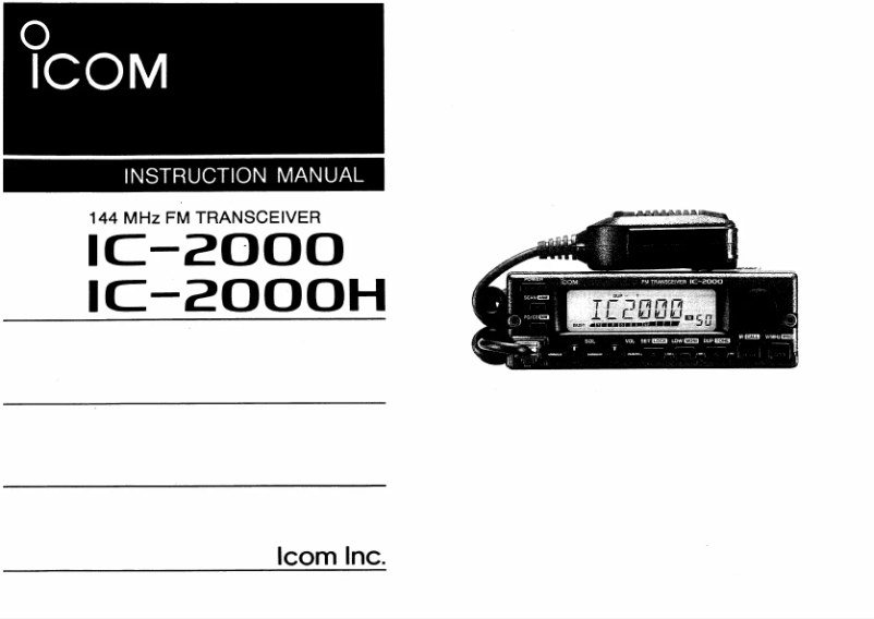 Page 1 de la notice Manuel utilisateur ICOM IC-2000