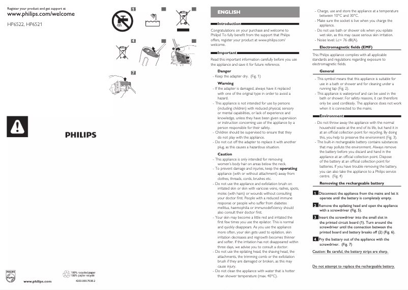 Page 1 de la notice Manuel utilisateur Philips SatinSoft HP6522