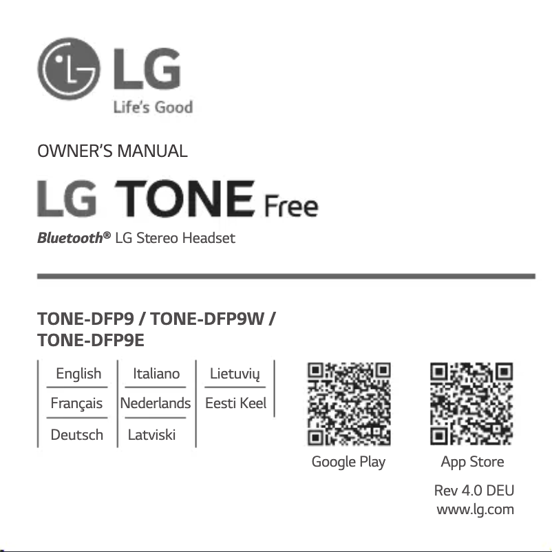 Page 1 de la notice Manuel utilisateur LG Tone Free TONE-DFP9