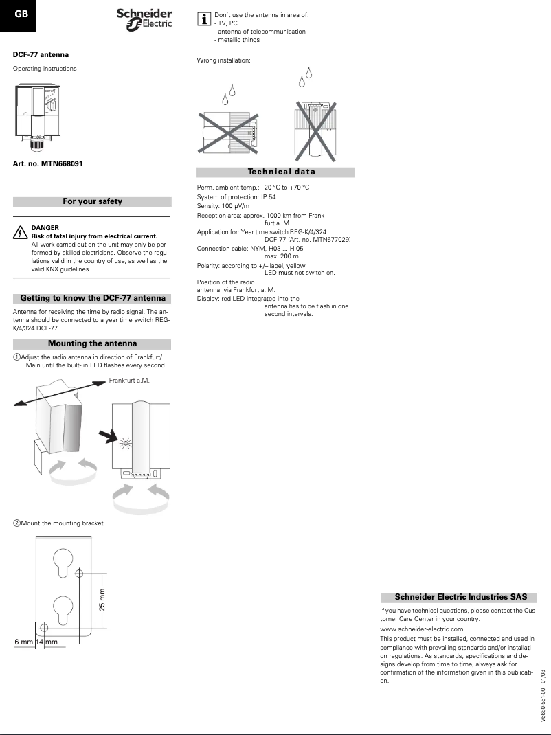 Página 1 del manual Manual de usuario Schneider MTN668091