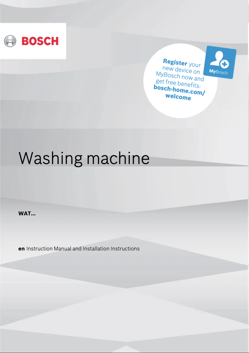 Page n°1 - Manuel utilisateur Bosch WAT285H0
