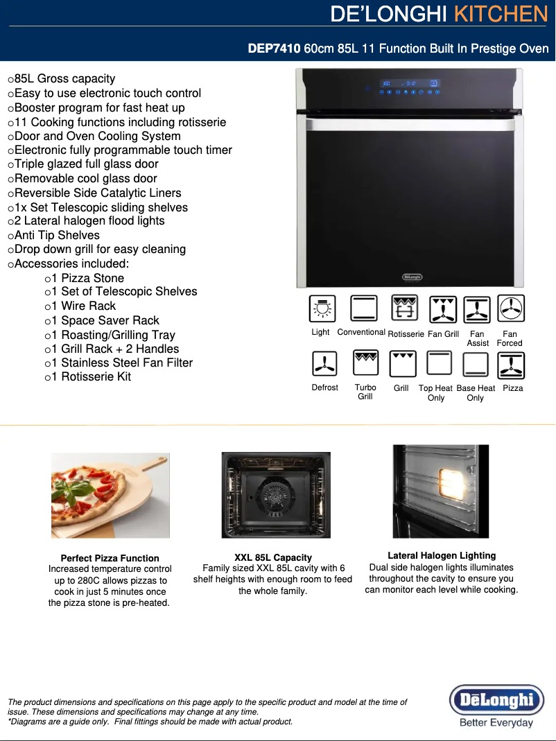 Page 1 de la notice Fiche technique DeLonghi DEP7410