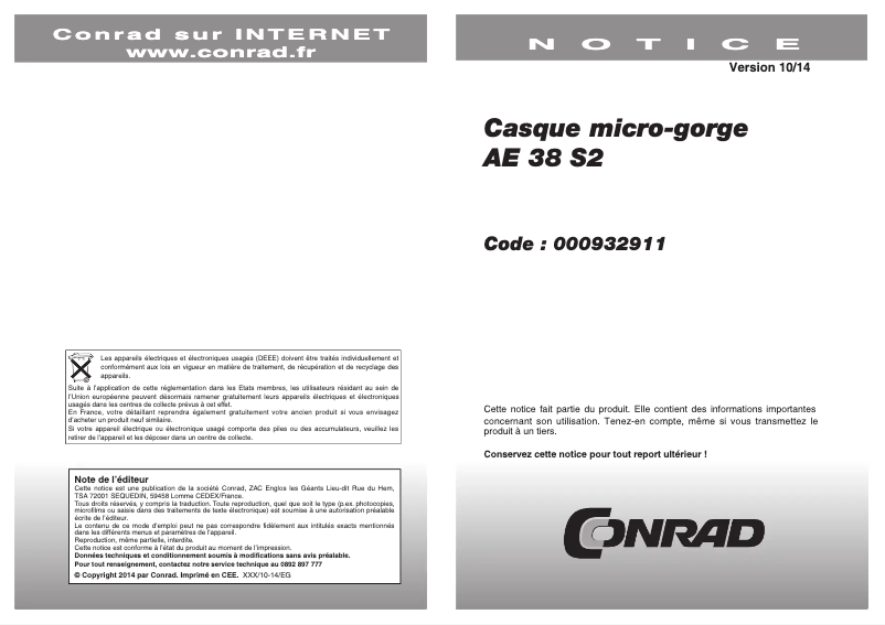 Page 1 de la notice Manuel utilisateur Albrecht AE 38 S2