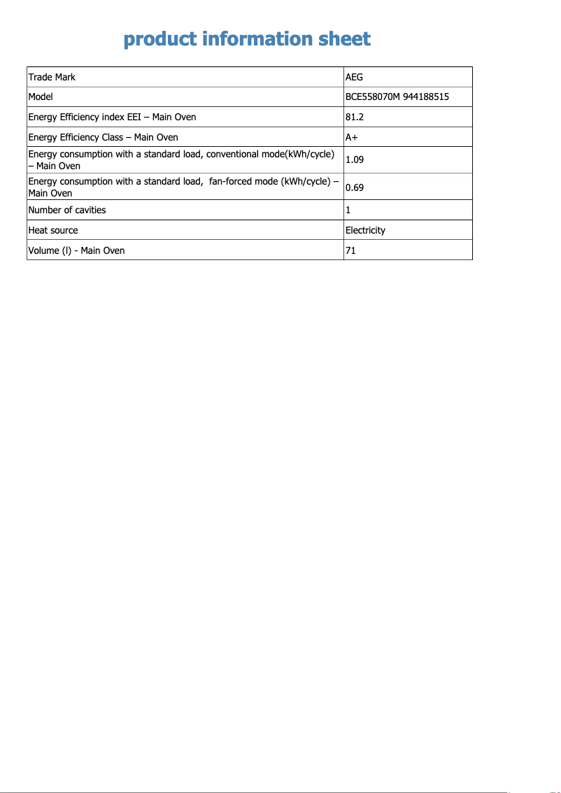 Page n°1 - Fiche technique AEG BCE558070M