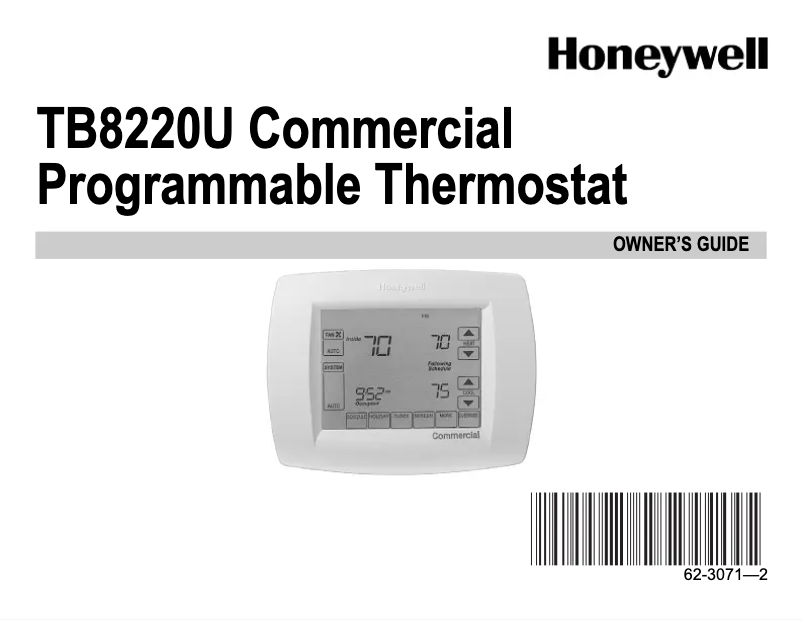 Page 1 de la notice Manuel utilisateur Honeywell TB8220U