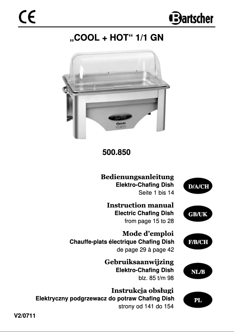 Page n°1 - Manuel utilisateur Bartscher 500850