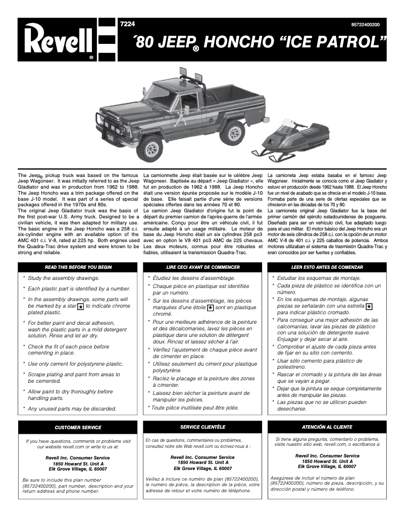 Page n°1 - Manuel utilisateur Revell '80 Jeep Honcho "Ice Patrol"