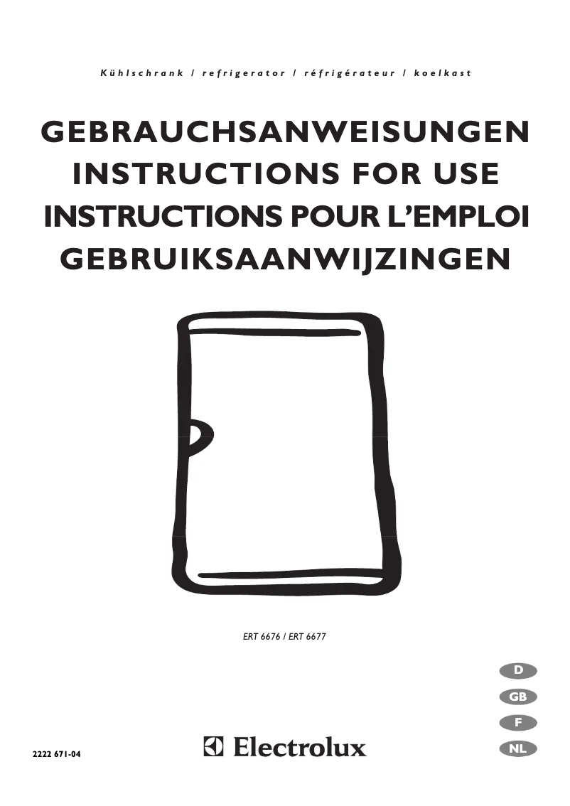 Page n°1 - Manuel utilisateur Electrolux ERT 6677